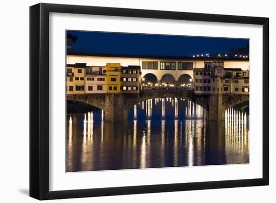 Ponte Vecchio at Night, Florence, Italy-David Clapp-Framed Photographic Print