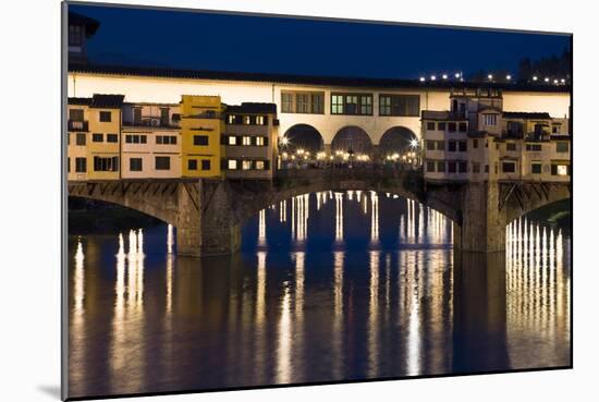 Ponte Vecchio at Night, Florence, Italy-David Clapp-Mounted Photographic Print
