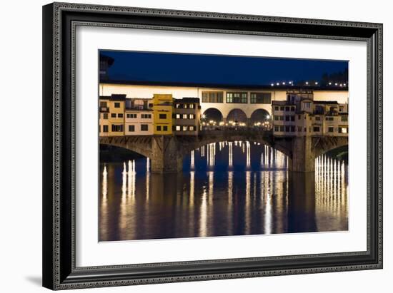 Ponte Vecchio at Night, Florence, Italy-David Clapp-Framed Photographic Print