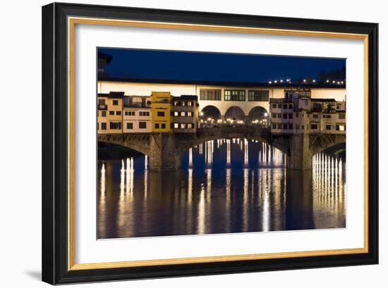 Ponte Vecchio at Night, Florence, Italy-David Clapp-Framed Photographic Print