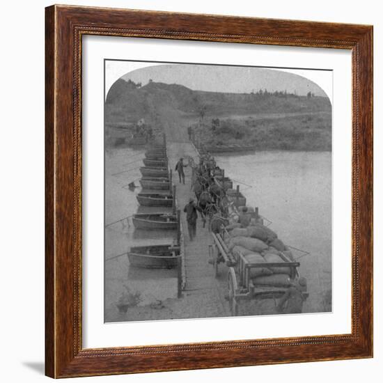 Pontoon Bridge across the Modder River, Boer War, South Africa, 1900-Underwood & Underwood-Framed Giclee Print