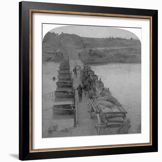 Pontoon Bridge across the Modder River, Boer War, South Africa, 1900-Underwood & Underwood-Framed Giclee Print