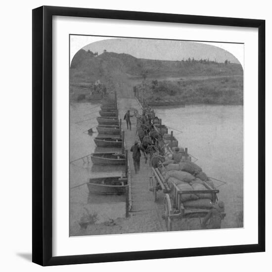 Pontoon Bridge across the Modder River, Boer War, South Africa, 1900-Underwood & Underwood-Framed Giclee Print