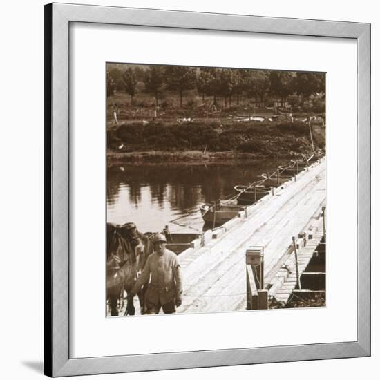 Pontoon bridge over the River Aisne at Venizel, Aisne, France, c1914-c1918-Unknown-Framed Photographic Print