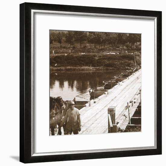 Pontoon bridge over the River Aisne at Venizel, Aisne, France, c1914-c1918-Unknown-Framed Photographic Print