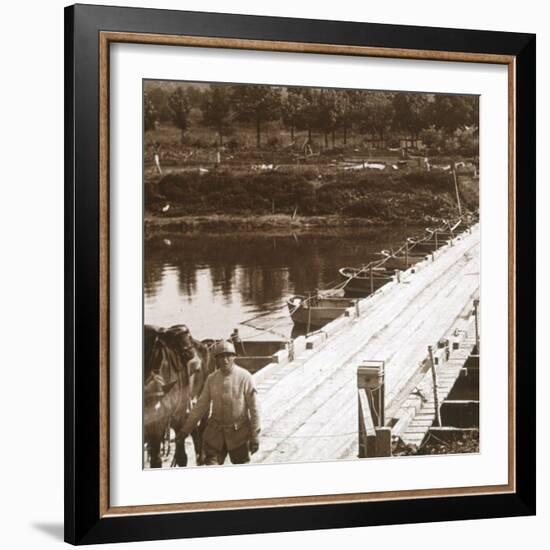 Pontoon bridge over the River Aisne at Venizel, Aisne, France, c1914-c1918-Unknown-Framed Photographic Print