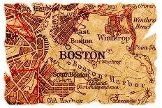 Boston Old Map-Pontuse-Art Print