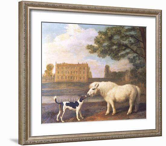 Pony and Hound In Front of Brocklesby Park-George Stubbs-Framed Premium Giclee Print