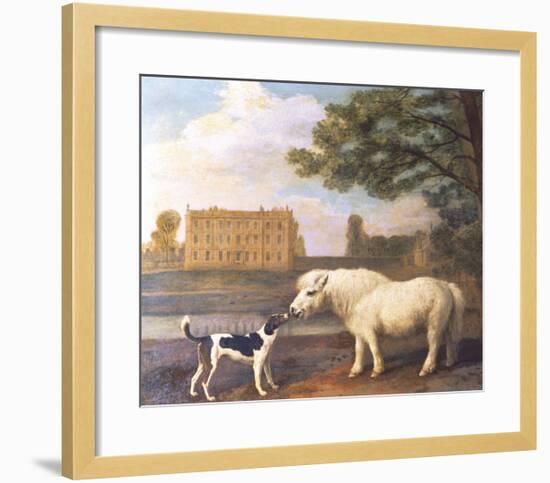 Pony and Hound In Front of Brocklesby Park-George Stubbs-Framed Premium Giclee Print