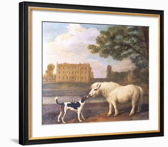 Pony and Hound In Front of Brocklesby Park-George Stubbs-Framed Premium Giclee Print