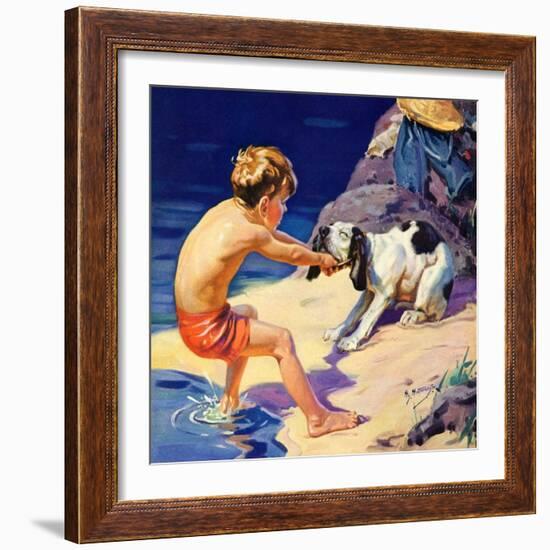 "Pooch Doesn't Want to Swim,"September 1, 1934-Henry Hintermeister-Framed Giclee Print