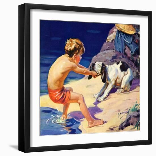 "Pooch Doesn't Want to Swim,"September 1, 1934-Henry Hintermeister-Framed Giclee Print