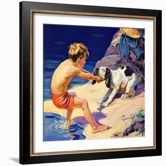 "Pooch Doesn't Want to Swim,"September 1, 1934-Henry Hintermeister-Framed Giclee Print