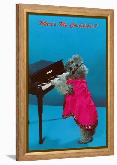 Poodle Playing Piano, Retro-null-Framed Stretched Canvas