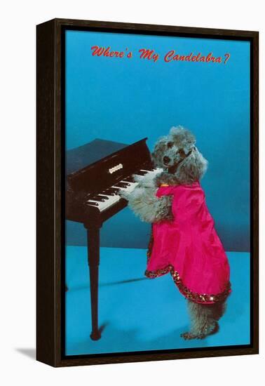 Poodle Playing Piano, Retro-null-Framed Stretched Canvas