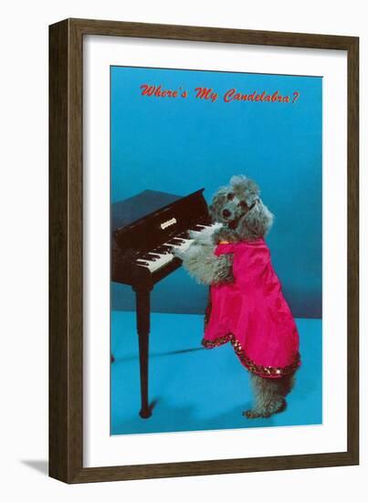 Poodle Playing Piano, Retro-null-Framed Art Print