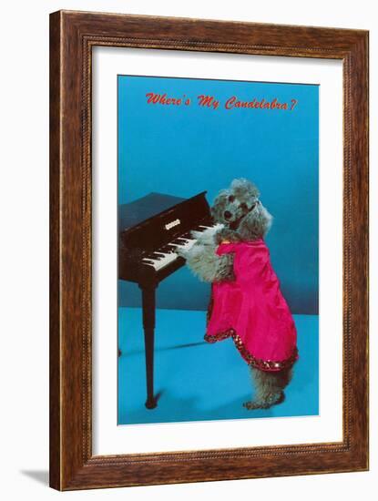 Poodle Playing Piano, Retro-null-Framed Art Print