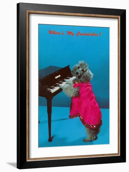 Poodle Playing Piano, Retro-null-Framed Art Print