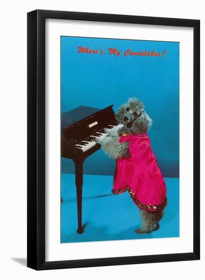 Poodle Playing Piano, Retro-null-Framed Art Print