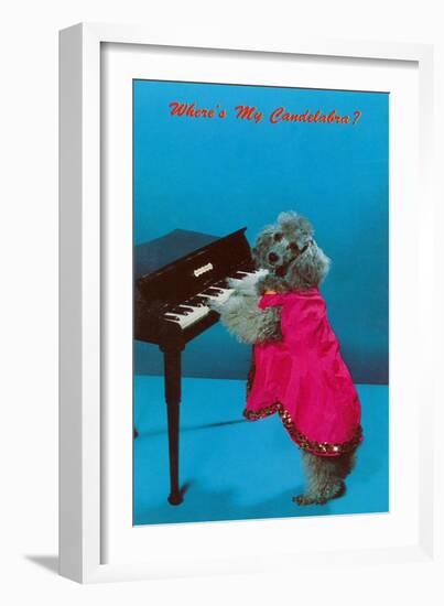 Poodle Playing Piano, Retro-null-Framed Art Print