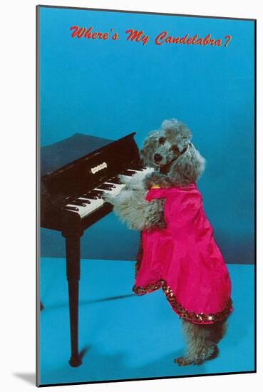 Poodle Playing Piano, Retro-null-Mounted Art Print