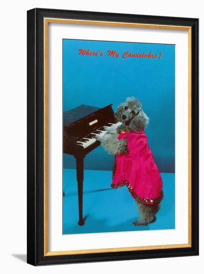 Poodle Playing Piano, Retro-null-Framed Art Print