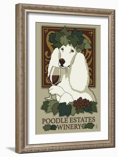 Poodle - Retro Winery Ad-Lantern Press-Framed Art Print