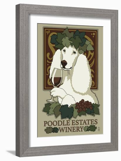 Poodle - Retro Winery Ad-Lantern Press-Framed Art Print