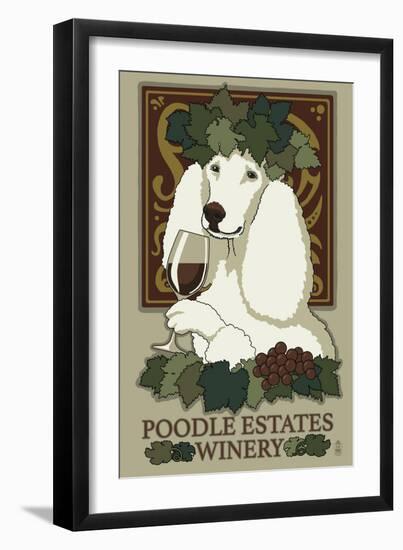 Poodle - Retro Winery Ad-Lantern Press-Framed Art Print