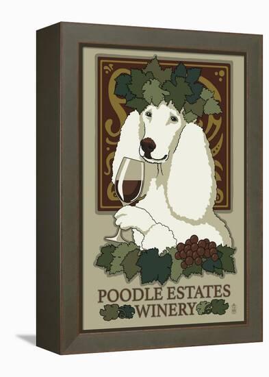 Poodle - Retro Winery Ad-Lantern Press-Framed Stretched Canvas