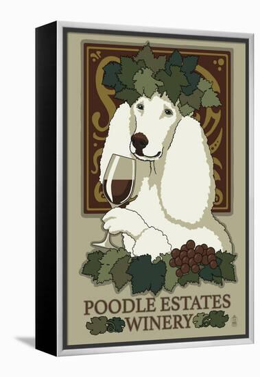 Poodle - Retro Winery Ad-Lantern Press-Framed Stretched Canvas