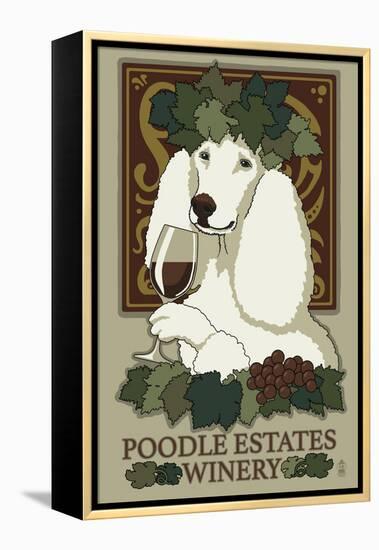 Poodle - Retro Winery Ad-Lantern Press-Framed Stretched Canvas