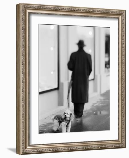 Poodle with Man, Lucerne, Switzerland-Walter Bibikow-Framed Photographic Print