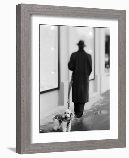 Poodle with Man, Lucerne, Switzerland-Walter Bibikow-Framed Photographic Print