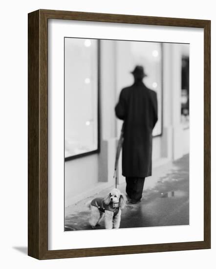 Poodle with Man, Lucerne, Switzerland-Walter Bibikow-Framed Photographic Print