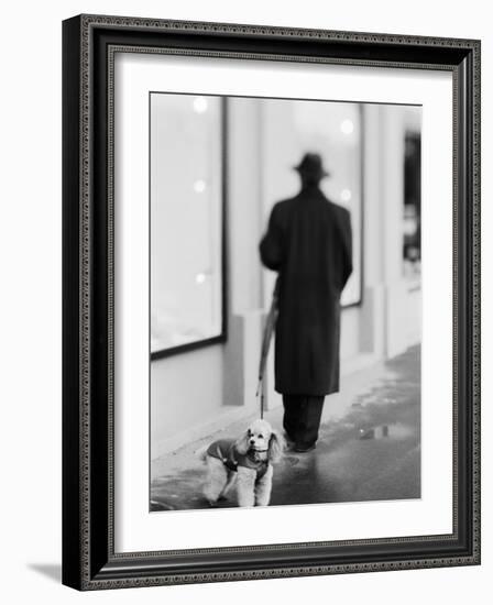 Poodle with Man, Lucerne, Switzerland-Walter Bibikow-Framed Photographic Print