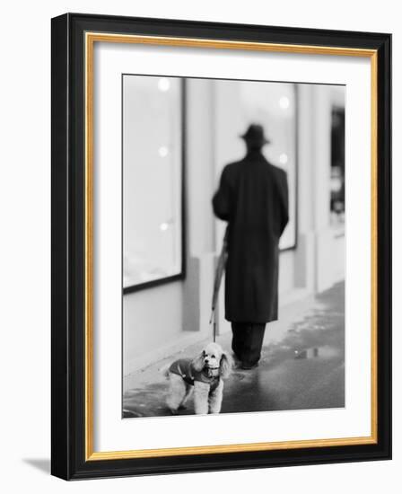 Poodle with Man, Lucerne, Switzerland-Walter Bibikow-Framed Photographic Print