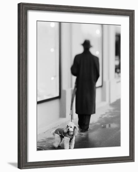 Poodle with Man, Lucerne, Switzerland-Walter Bibikow-Framed Photographic Print