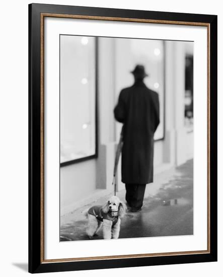 Poodle with Man, Lucerne, Switzerland-Walter Bibikow-Framed Photographic Print