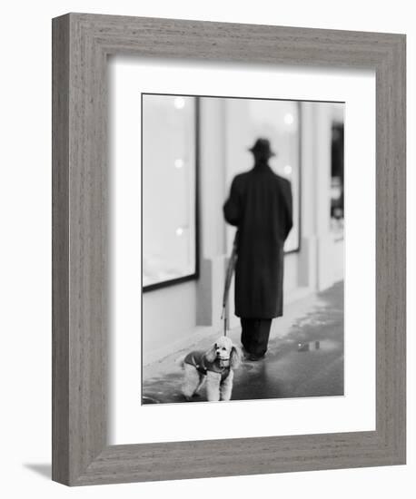 Poodle with Man, Lucerne, Switzerland-Walter Bibikow-Framed Photographic Print