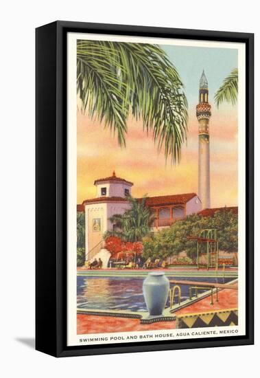 Pool and Minaret, Agua Caliente, Tijuana, Mexico-null-Framed Stretched Canvas