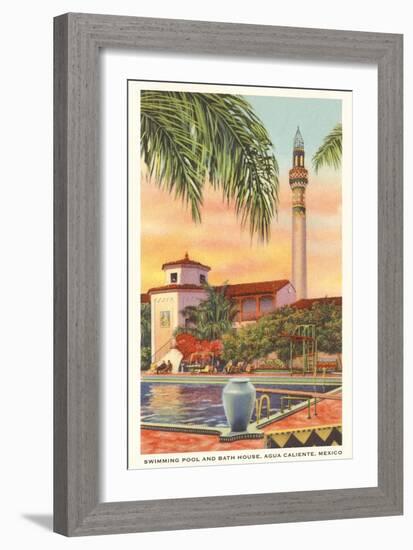 Pool and Minaret, Agua Caliente, Tijuana, Mexico-null-Framed Art Print