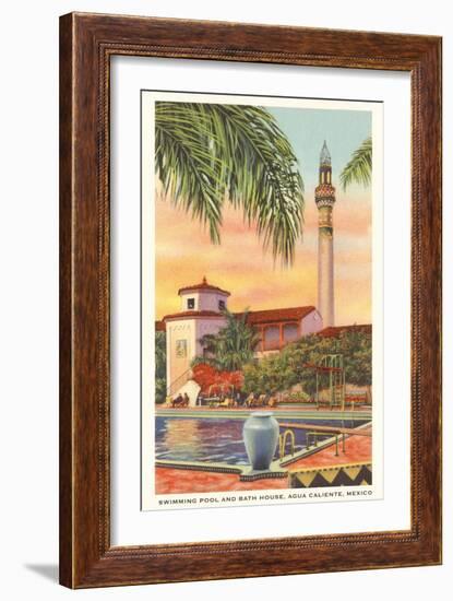 Pool and Minaret, Agua Caliente, Tijuana, Mexico-null-Framed Art Print
