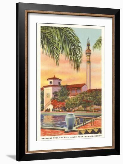 Pool and Minaret, Agua Caliente, Tijuana, Mexico-null-Framed Art Print