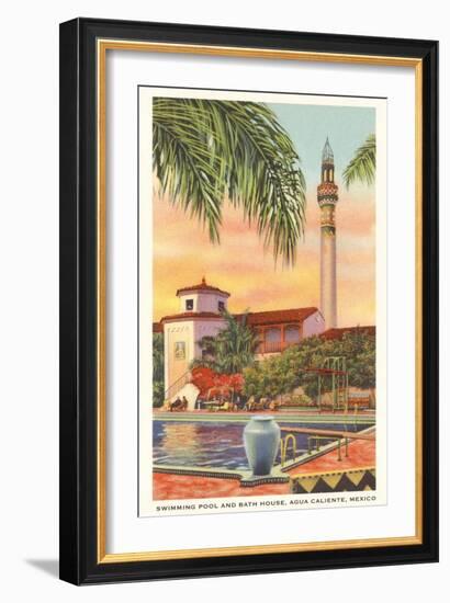 Pool and Minaret, Agua Caliente, Tijuana, Mexico-null-Framed Art Print