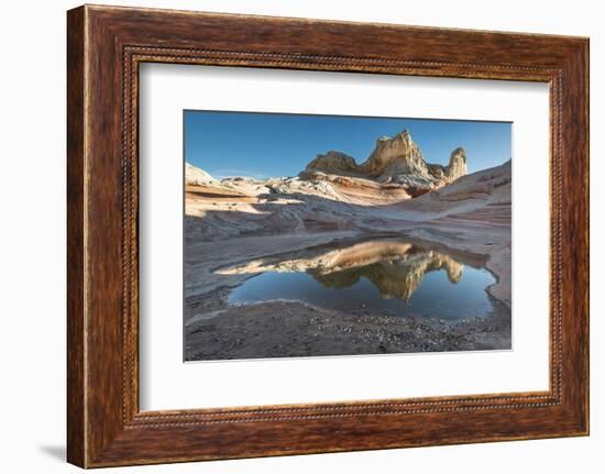 Pool reflection and sandstone landscape, Vermillion Cliffs, White Pocket wilderness, Bureau of Land-Howie Garber-Framed Photographic Print