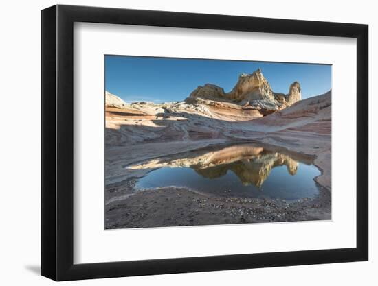 Pool reflection and sandstone landscape, Vermillion Cliffs, White Pocket wilderness, Bureau of Land-Howie Garber-Framed Photographic Print