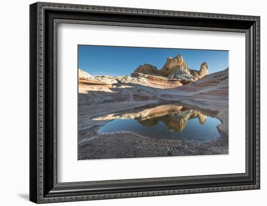 Pool reflection and sandstone landscape, Vermillion Cliffs, White Pocket wilderness, Bureau of Land-Howie Garber-Framed Photographic Print