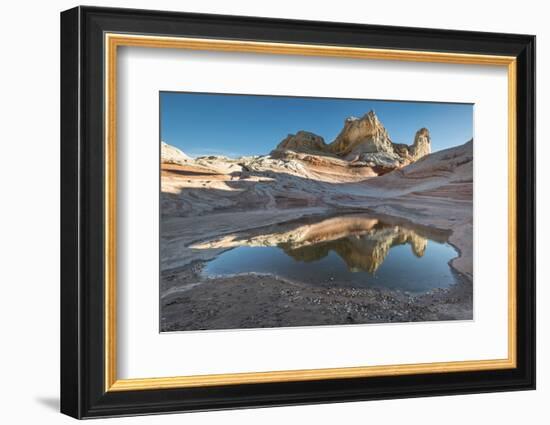 Pool reflection and sandstone landscape, Vermillion Cliffs, White Pocket wilderness, Bureau of Land-Howie Garber-Framed Photographic Print