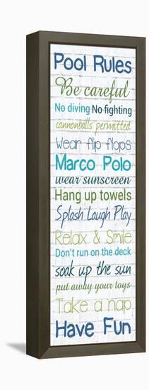 Pool Rules White Wash 3-Lauren Gibbons-Framed Stretched Canvas
